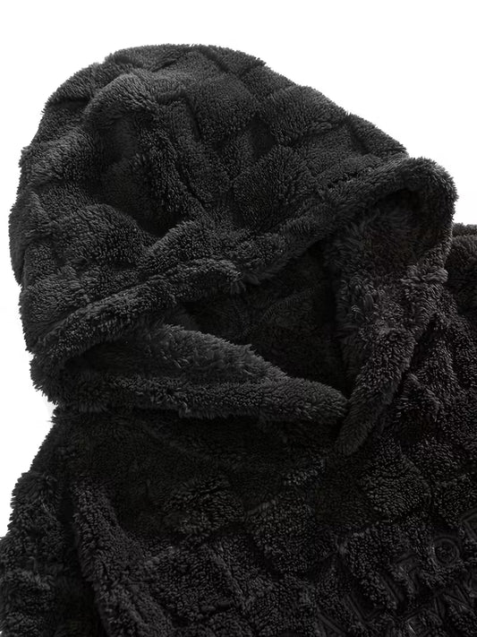 Checkerboard Knit Sweater – Black & Beige Geometric Winter Pullover