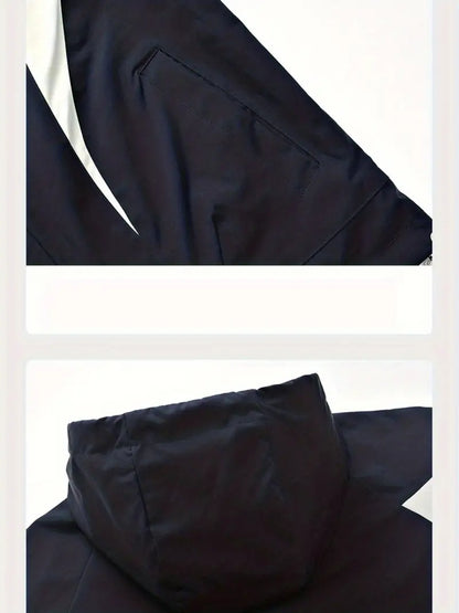 Men’s Yellow & Black Sport Windbreaker Jacket – Waterproof Lightweight Hooded Outdoor Coat