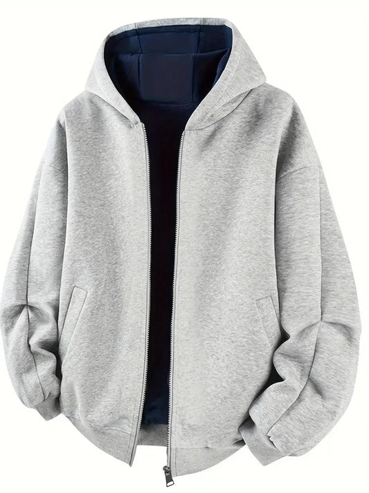 Men’s Heavyweight Fleece-Lined Zip-Up Hoodie – Thick Winter Warm Hooded Jacket