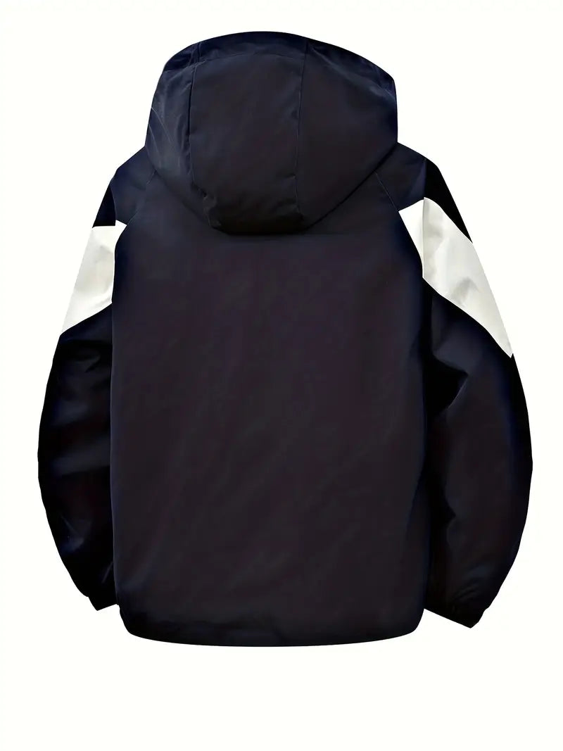 Men’s Yellow & Black Sport Windbreaker Jacket – Waterproof Lightweight Hooded Outdoor Coat