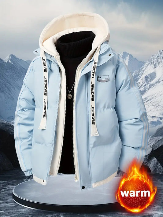Men’s Thermal Hooded Winter Puffer Jacket – Thick Warm Insulated Coat with Full Zip & Windproof Protection